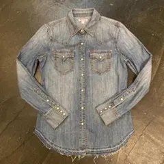 00s TRUE RELIGION シャンブレーウエスタンシャツ デニムシャツS