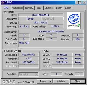 INTEL PentiumIII 500 MHz Slot1 Katmai クーラ無し 中古正常品