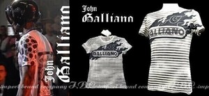 ★galliano ジョンガリアーノ★オーバーダイボーダーTシャツ★S★キャメル【本物保証】イタカジ★芸能人御用達★ハイファッション★