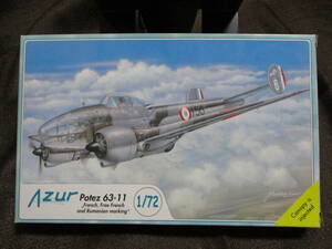 Azur「Potez 63-11」1/72 プラ(一部レジン)キット／アズール ポテ(ポテーズ) フランス軍双発偵察機　　管理:(B3-78