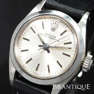 【希少 機械式 純正バックル】ROLEX OYSTER PERPETUAL オイスター パーペチュアル Ref.6618 自動巻 SSxレザー レディース 腕時計「24777」