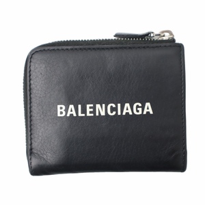 バレンシアガ BALENCIAGA 505046 エブリデイ L字ファスナー レザー コインケース ブラック