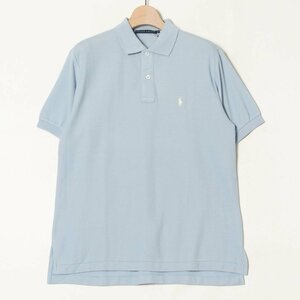 メール便◯ 未使用 タグ付き RALPH LAUREN ラルフローレン 半袖ポロシャツ 鹿の子 綿100％ 定番 ベーシック ポニー刺繍 水色 M レディース