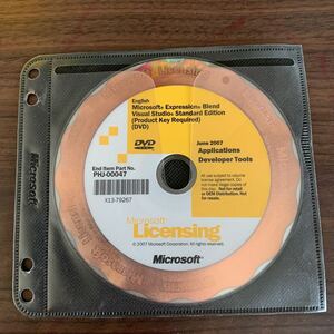 (518-14) 現状品★Microsoft Licensing Microsoft Expression Blend 2007 Standard DVDのみ/プロダクトキー付