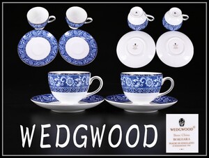 久89 WEDGWOOD ウェッジウッド BOKHARA 染付 カップ＆ソーサー 4点 2セット 美品ｈ