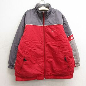 古着 ナイキ NIKE 長袖 ナイロン ジャケット キッズ ボーイズ 子供服 00s ビッグロゴ リバーシブル 赤他 レッド 内側フリース spe 24oct29