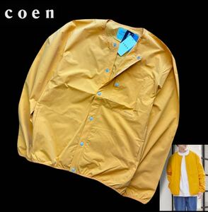 ◆H774新品【メンズM】ブラウン系 coen SIERRATEXノーカラーブルゾン UNITED ARROWS コーエン 刺繍 コットブルゾン ゴルフ