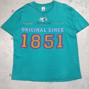 ◆1円スタート◆ 90s FRUIT OF THE LOOM フルーツオブザルーム カレッジロゴ ヴィンテージTシャツ　XLサイズ