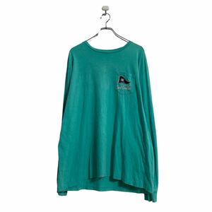 Champion 長袖 プリント Tシャツ 2XL ターコイズ チャンピオン ロンT ロングTシャツ バックプリント 古着卸 アメリカ仕入 a606-6457