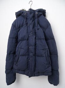 ABERCROMBIE＆FITCH アバクロ KEMPSHALL ケンペシャール ダウンパーカー ジャケット ボアフード ヴィンテージ加工 (S) ネイビー ●S-222