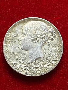 1円出品！売り切りです！1897年 イギリス　ビクトリア女王　即位60周年記念　銀メダル !