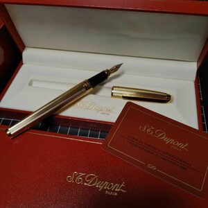 奇跡の未使用品! 18K 使用】S.T. Dupont エステーデュポン 万年筆 Olympio Gold Fountain Pen 750 M Nib in Box 480201M STデュポン 正規品