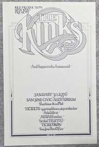 The Kinks-January 30,1976★米KEP Productionsギグ・ミニポスター