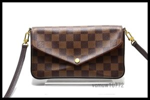 近年モデル希少美中古■LOUIS VUITTON ダミエ ポシェットフェリシー レザー 長財布 ルイヴィトン■0912ae31955