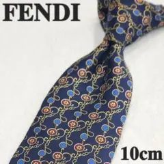 【FENDY】フェンディ　ハイブランドネクタイ　花　紺　メンズ　イタリア