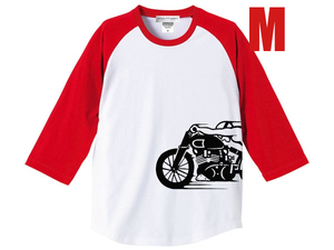 スピードアディクト サイドプリント Raglan 3/4 Sleeves T-shirt WHITE × RED M/白赤七分袖ラグラン長袖ロンteetriumphbsanortonducatibmw