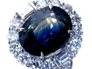 1円～【ジュエリー極】鑑付 激希少色 天然非加熱バイカラーサファイア8.19ct＆ダイヤ2.89ct 超高級Pt900リング h7073kml【送料無料】