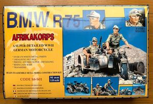 アンドレアミニチュアズ S8-S01 Afrikakorps BMW-R75 プラモデル 金属製 ドイツ軍 サイドカー アフリカ軍団 1/18スケール 90mm 未組立