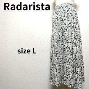 Radarista フラワー総柄 ウエストゴム付き ナチュラルロングフレアスカート Lサイズ レディースファッション