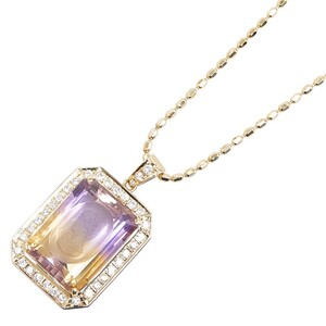 タサキ K18YG イエローゴールド アメトリン12.40ct ダイヤ0.58ct カメオ彫り ペンダントネックレス レディース TASAKI 中古