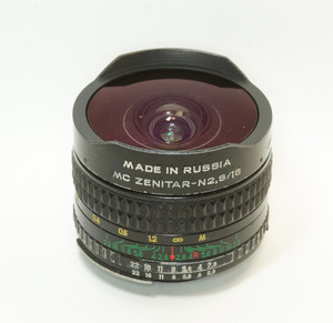 ロシア KMZ製 ZENIT MC ZENITAR-N 2.8/16 12B-604 Nikon Fマウント FishEye 魚眼 2011年 ソ連