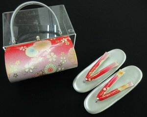 inagoya★在庫一掃セール★【振袖用・草履バッグセット※訳あり】24cm エナメル 女性 和装 婚礼 成人式 未使用品 y9243zb