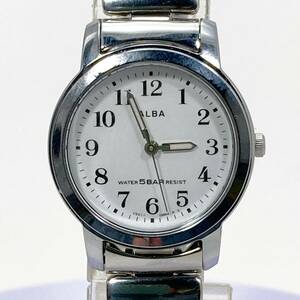 【新品/即決/送料230円/保証/ギフト包装】 SEIKO ALBA ソーラー 見やすい 5気圧 ジャバラ伸縮バンド V501-0EB0 レディース腕時計 MC40427-1