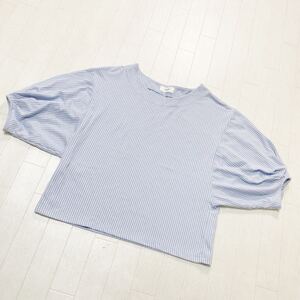 3930☆ BEAMS HEART ビームス ハート トップス 半袖カットソー 半袖Tシャツ レディース ブルー ストライプ