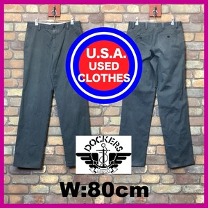 BP3-226★W80センチ位★USA直輸入★美シルエット【DOCKERS】ストレートフィット スラックス【W32 メンズ M】グレー アメカジ ワーク ゴルフ