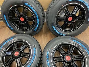 §冬用SET!! 5次元 KOMA BLACK-MAN 16×6.5J+38 139.7/6H ダンロップ XS1 215/70R16 100/97N ホワイトレター 24年製 200系ハイエース他