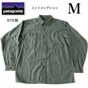 97年製 Patagonia パタゴニア　フィールドシャツ　シャツ　長袖　トップス　Mサイズ　XL相当　グリーン系　アウトドア