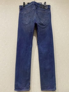 ※DIESEL ディーゼル SAFADO 0801C REGULAR SLIM-STRAIGHT ボタンフライ デニムパンツ イタリア製 未裾直 パープルインディゴ 31 BJBA.D