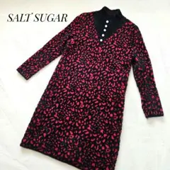 ☆SALT SUGAR☆ レオパード柄ニットワンピース レッド 個性的☆