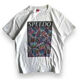 国内正規品 SPEEDO スピード デザイン プリント Tシャツ 水泳 競泳 ゴールドウィン製 カットソー トップス Mサイズ WHITE ホワイト