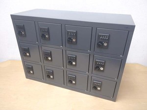 【未使用品】hirayama/平山スチール 12人用貴重品ロッカー ダイヤル錠 4列3段 ブラック 小物保管庫