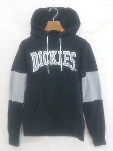 ◇ Dickies ディッキーズ ロゴ プリント 長袖 プルオーバー パーカー サイズM ブラック グレー系 メンズ E