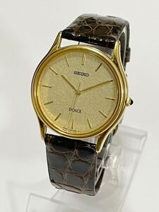 1円〜 SEIKO セイコー ドルチェ 8J41-6100 腕時計 メンズ ボーイズ ラウンド ゴールド文字盤 GP SS ゴールド クォーツ 動作確認済