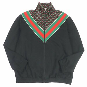 極美品□GUCCI グッチ 575734 GGスター ウェブライン ジャージ トラックジャケット ブルゾン ブラック M イタリア製 正規品 メンズ