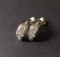 E202　Nina Ricci　earring　silver　ラインストーン