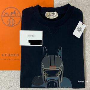 国内正規品 新品未使用 2023Aw～24 M Hermes エルメス クォーターバッシュ スウェット トレーナー ネイビー マリン ブランドタグ