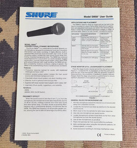 取扱説明書 ユーザーズマニュアル　SHURE　マイク　SM58　User Guide