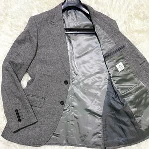 希少50サイズ ランバン【紳士の冬支度】LANVIN テーラードジャケット ツイードジャケット グレー系 XL相当 裏地ドット柄 近年モデル 日本製