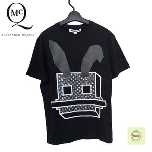 【新品】確実正規品 McQ アレキサンダー マックイーン ラビット プリント Ｔシャツ ブラック XS 黒