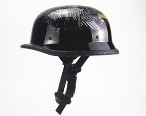 新品 オシャレなガイコツ柄ヘルメット　ジャーマンヘルメット ヘルメット 原付 ナチヘル 半帽ヘル 軽量ハーレーヘルメット 艶黒サイズ：Ｌ