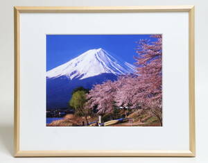 「春の富士山」 四つ切額入り 木地色