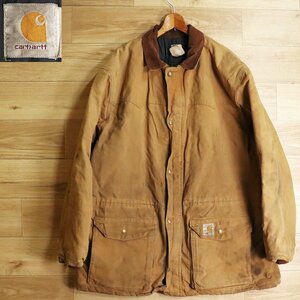 E2S/R7.27-1　80s　ビンテージ　Carhartt　カーハート　ダックジャケット　ワークジャケット　裏キルティング　カバーオール　ヴィンテージ