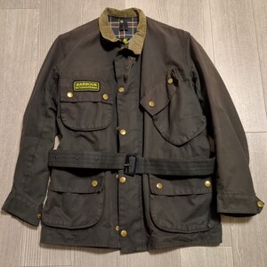 YM1225 Barbour バブアー ヴィンテージ INTERNATIONAL SUIT オイルドジャケット C40 102cm イングランド製 3ワラント 再wax