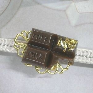 LEAF CLUB ♪ハンドメイド　帯留め　帯留　チョコレート　板チョコ　チョコ　スイーツ　お菓子　菓子　バレンタイン　ブラウン/茶 