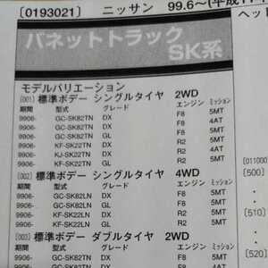 ■□【パーツガイド】　日産（ニッサン）　バネットトラック　(ＳＫ系)　H11.6～　２０１０年版 【絶版・希少】