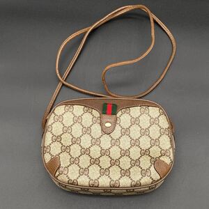 ||【売り切り】GUCCI グッチ ショルダーバッグ GG柄 89.02.066 シェリーライン オールドグッチ レディース ポシェット レザー ミニバッグ